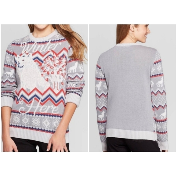 Game of Thrones 'Winter is Here' Knit Fair Isle Crew Neck Sweater Women's Size M - Picture 4 of 8